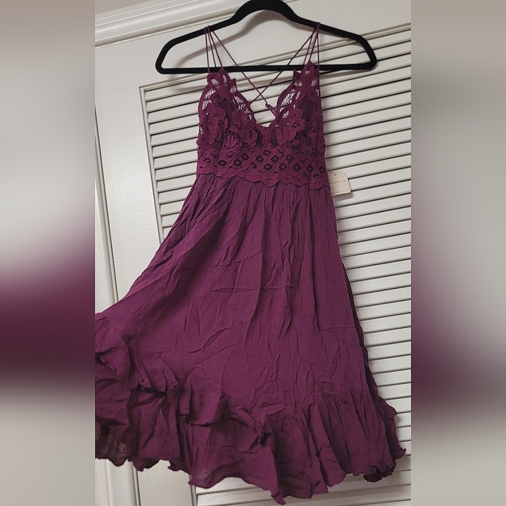 Free People - (NWT) Wine Lace Adella Slip Intimate Dress